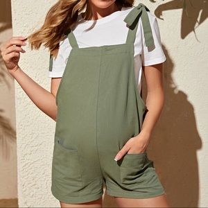 SOLD — NEW Women's Maternity Romper Overalls Army/Olive Green - Small